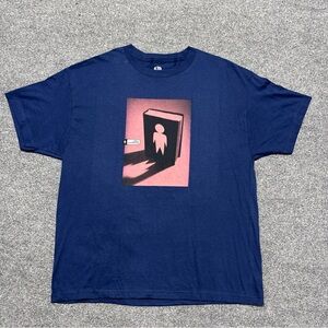 Men's Navy Graphic T-Shirt with Pink Artwork